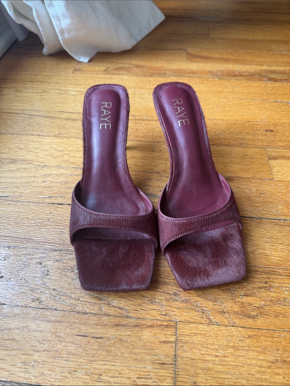 RAYE Wine Burgundy Square-Front Slide Mules